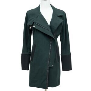 CAbi Forest Green Asymmetrical Renaissance Jacket Coat Size XS